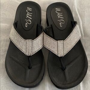 Wild Pair Black and Silver Rhinestone Sandals